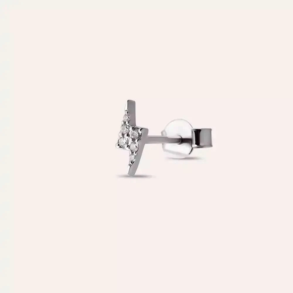 Flash Pırlanta Taşlı Beyaz Altın Tek Küpe