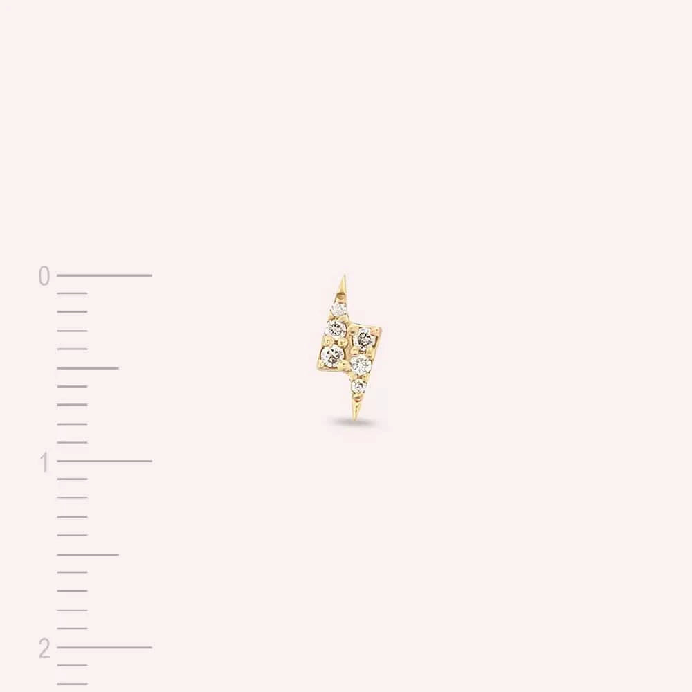 Flash Pırlanta Taşlı Sarı Altın Tek Küpe