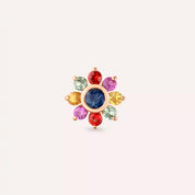 Floral Multicolor Safir Taşlı Rose Altın Piercing