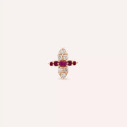 Floret Yakut ve Pırlanta Taşlı Rose Altın Piercing