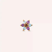 Florin Ametist ve Aquamarin Taşlı Rose Altın Piercing