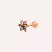 Florin Ametist ve Aquamarin Taşlı Rose Altın Piercing