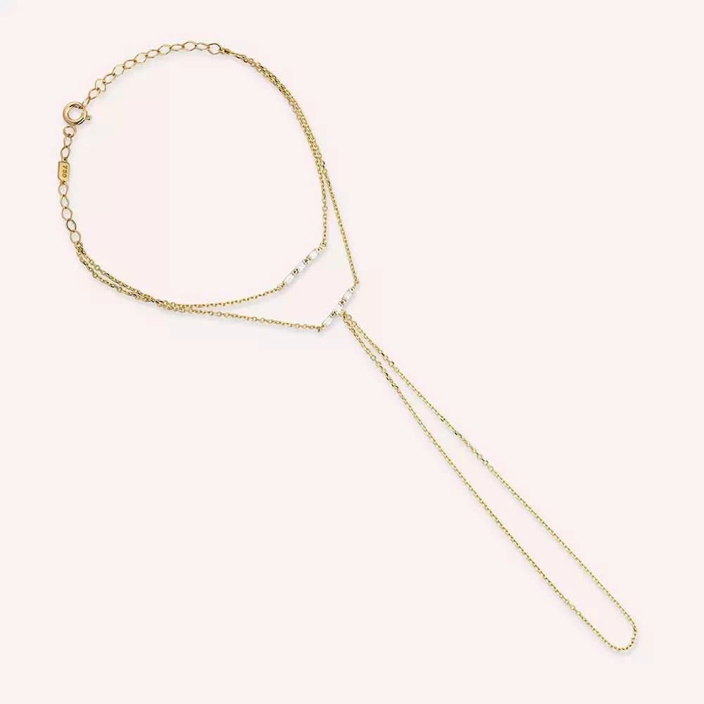 Folia Baget Kesim Pırlanta Taşlı Sarı Altın Şahmeran