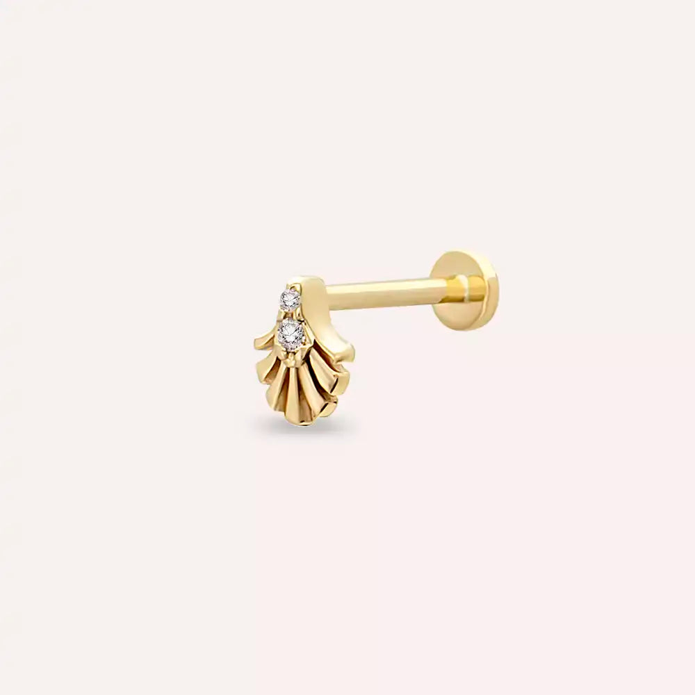 Fringe Pırlanta Taşlı Sarı Altın Piercing