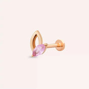Frond Pink Safir Taşlı Rose Altın Piercing