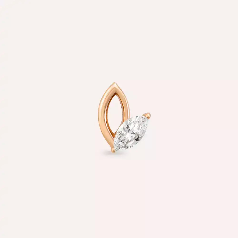Frond Pırlanta Taşlı Rose Altın Piercing