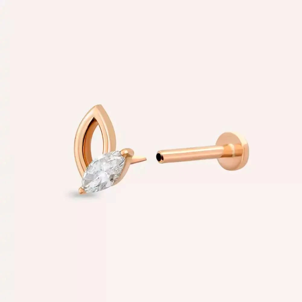 Frond Pırlanta Taşlı Rose Altın Piercing