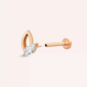 Frond Pırlanta Taşlı Rose Altın Piercing