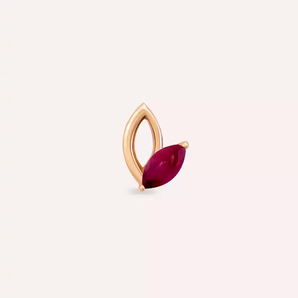 Frond Yakut Taşlı Rose Altın Piercing