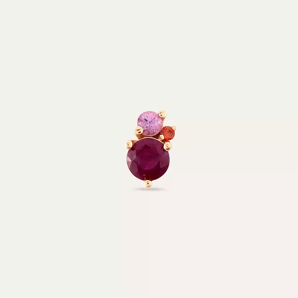 Frutti Yakut Taşlı Rose Altın Piercing