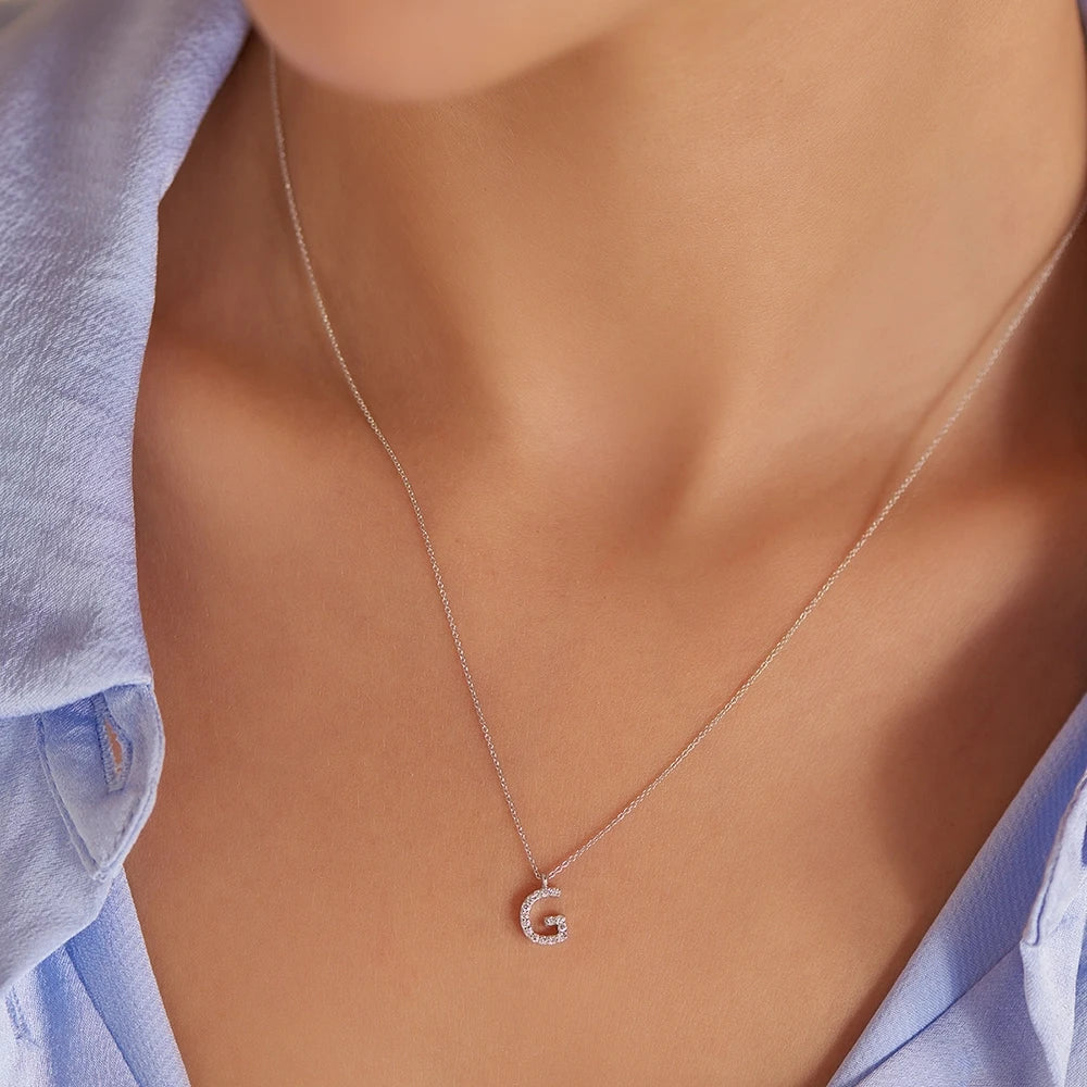 G Harf 0.10 CT Pırlanta Taşlı Beyaz Altın Kolye