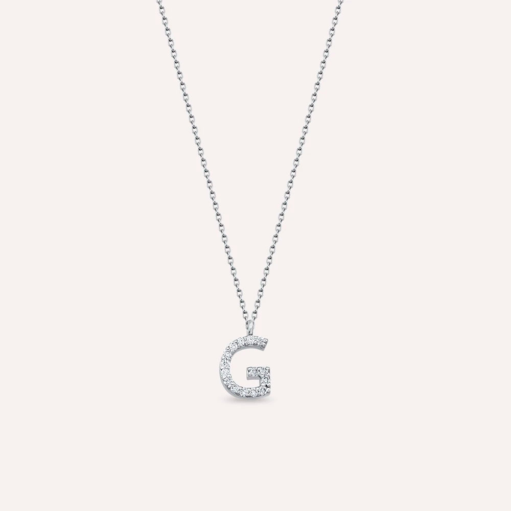 G Harf 0.10 CT Pırlanta Taşlı Beyaz Altın Kolye