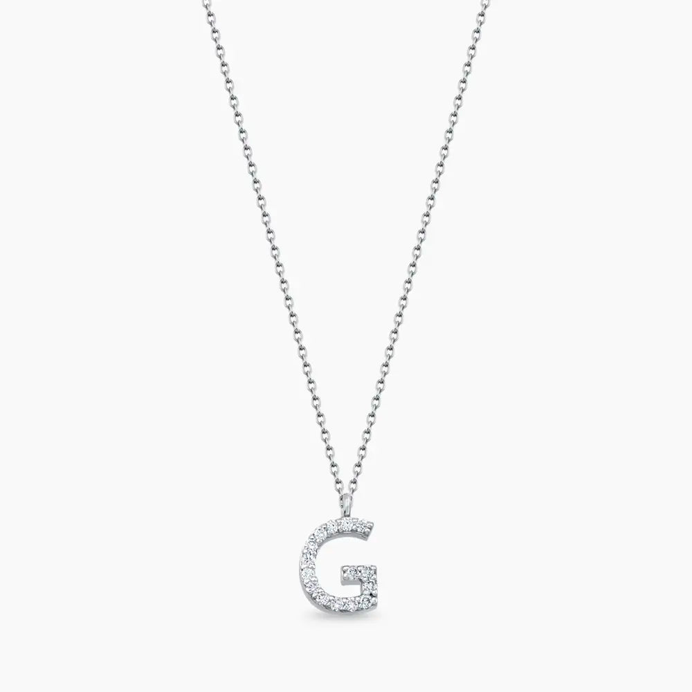 G Harf 0.10 CT Pırlanta Taşlı Beyaz Altın Kolye