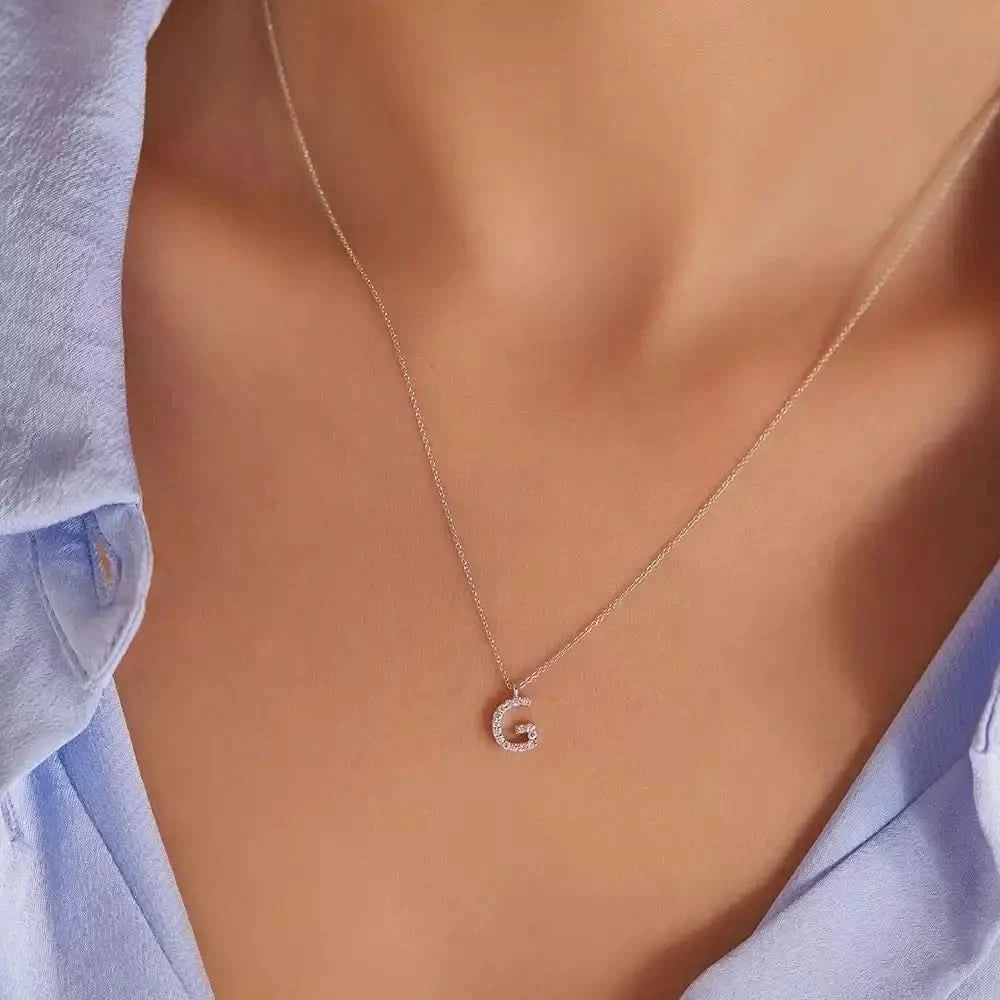 G Harf 0.10 CT Pırlanta Taşlı Beyaz Altın Kolye