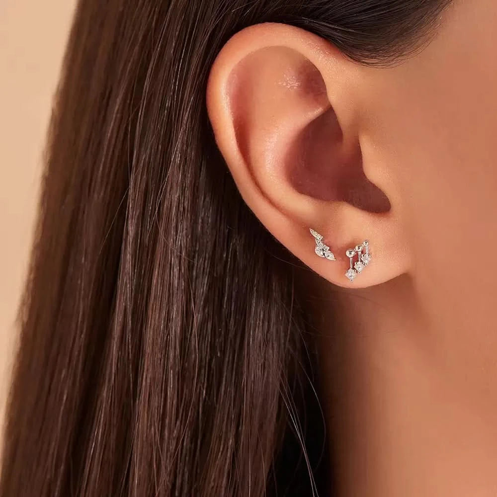 Gale Pırlanta Taşlı Beyaz Altın Tek Küpe