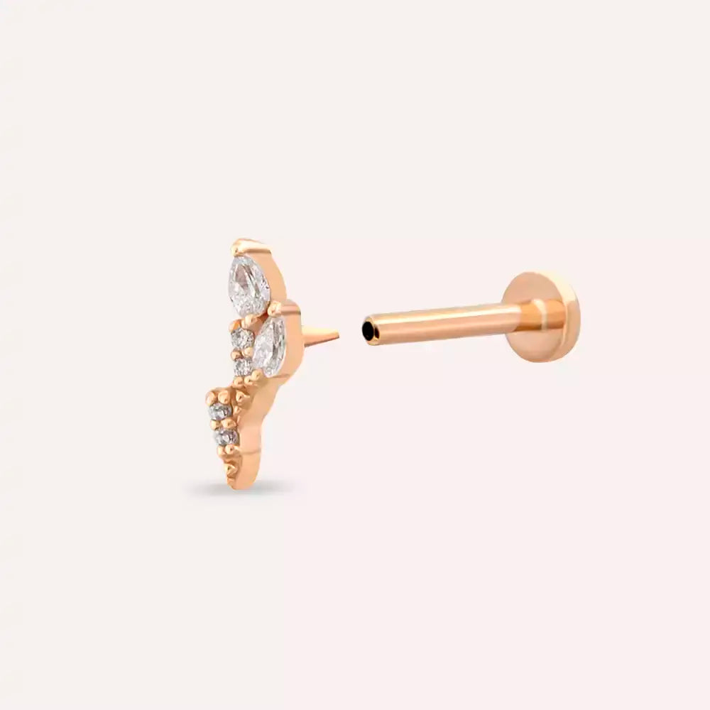 Gale Pırlanta Taşlı Rose Altın Piercing