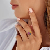 Gentilezza 1.04 CT Multicolor Safir Taşlı Beyaz Altın Yüzük