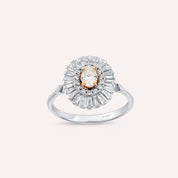 Giana 0.95 CT Oval ve Trapez Kesim Pırlanta Taşlı Beyaz Altın Yüzük
