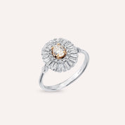Giana 0.95 CT Oval ve Trapez Kesim Pırlanta Taşlı Beyaz Altın Yüzük