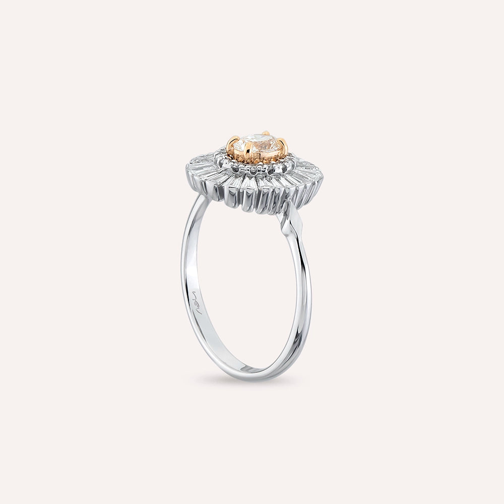 Giana 0.95 CT Oval ve Trapez Kesim Pırlanta Taşlı Beyaz Altın Yüzük
