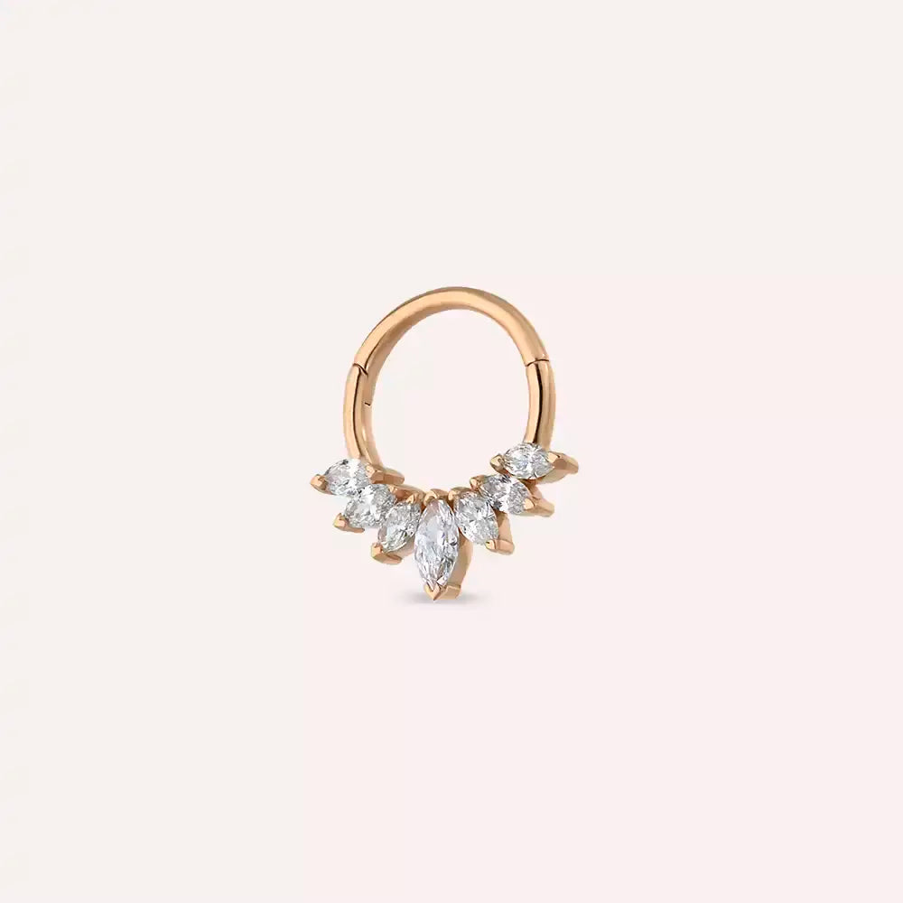 Gleam Pırlanta Taşlı Rose Altın Halka Piercing