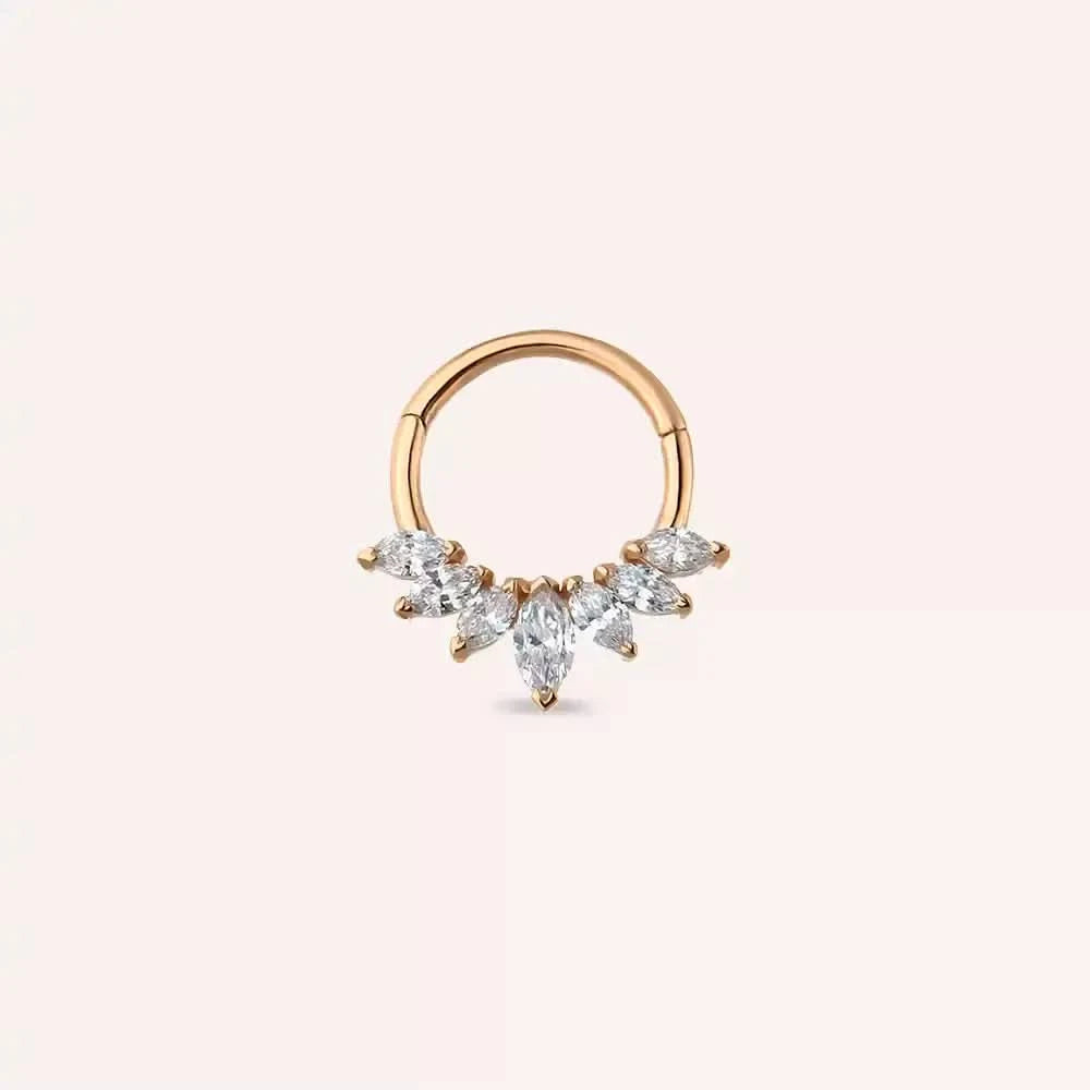 Gleam Pırlanta Taşlı Rose Altın Halka Piercing