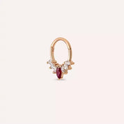 Gleam Pırlanta ve Yakut Taşlı Rose Altın Halka Piercing