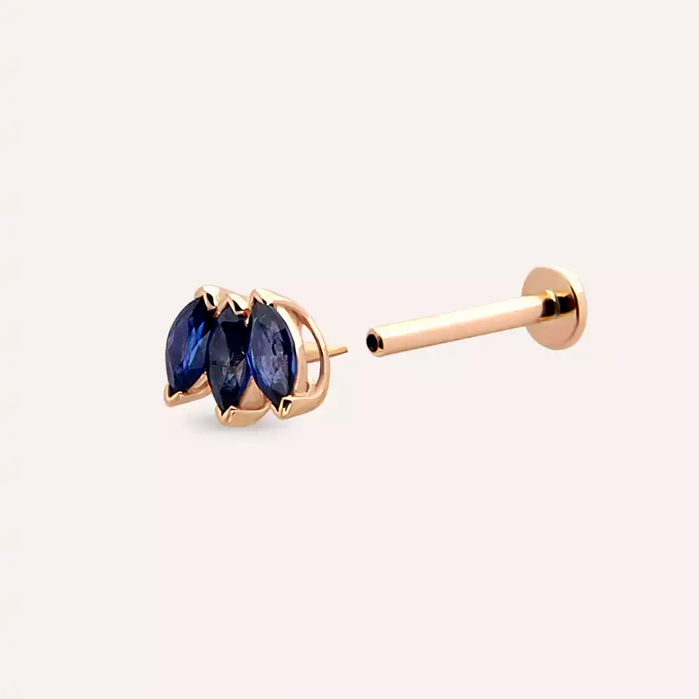 Grace Safir Taşlı Rose Altın Piercing