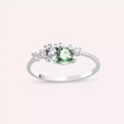 Green Safir ve Pırlanta Taşlı Beyaz Altın Yüzük