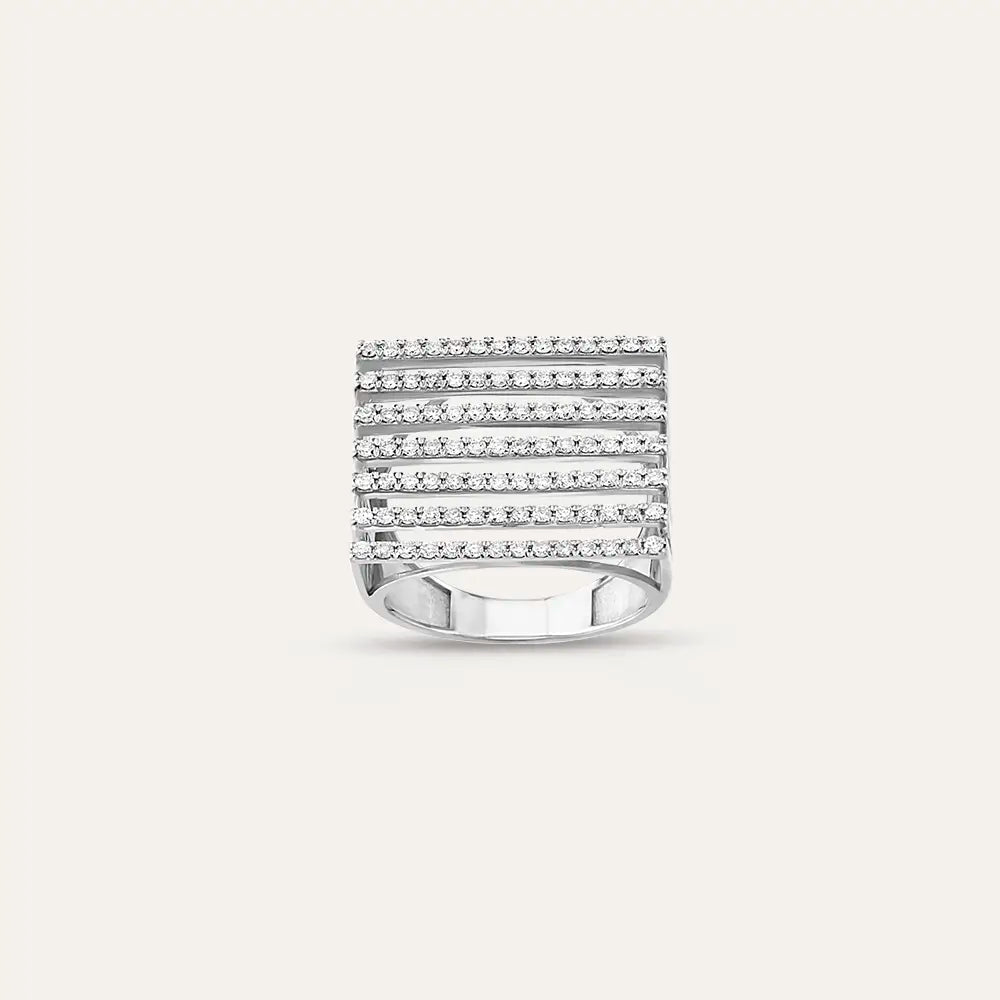 Grid 0.81 CT Pırlanta Taşlı Beyaz Altın Yüzük