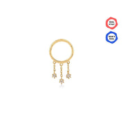 Üç Taş Sallantılı Altın Halka Piercing