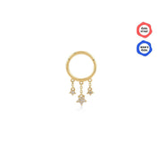 Yıldız Sallantılı Taşlı Altın Halka Piercing