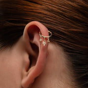 Yıldız Sallantılı Taşlı Altın Halka Piercing