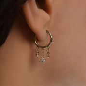 Yıldız Sallantılı Taşlı Altın Halka Piercing