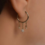 Yıldız Sallantılı Taşlı Altın Halka Piercing