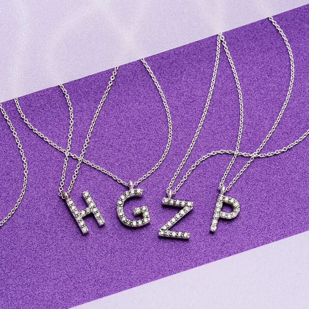 H Harf 0.09 CT Pırlanta Taşlı Beyaz Altın Kolye
