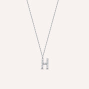H Harf 0.09 CT Pırlanta Taşlı Beyaz Altın Kolye