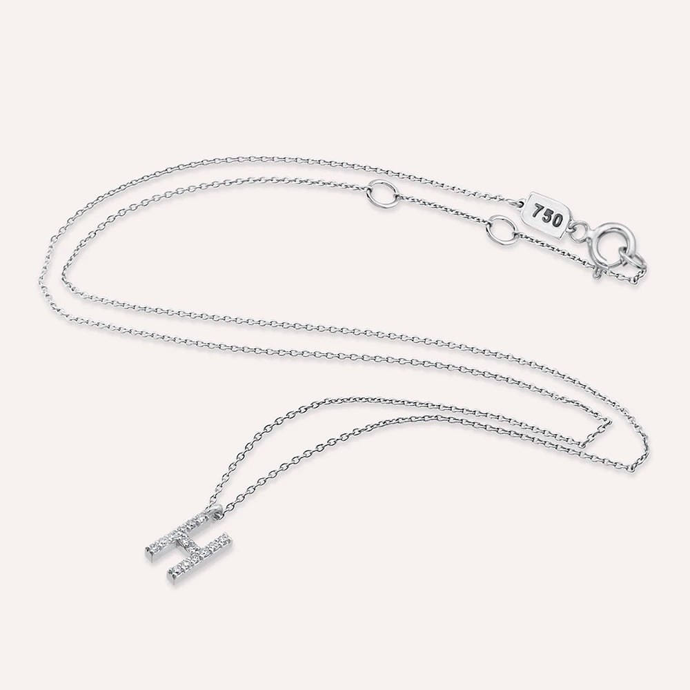 H Harf 0.09 CT Pırlanta Taşlı Beyaz Altın Kolye