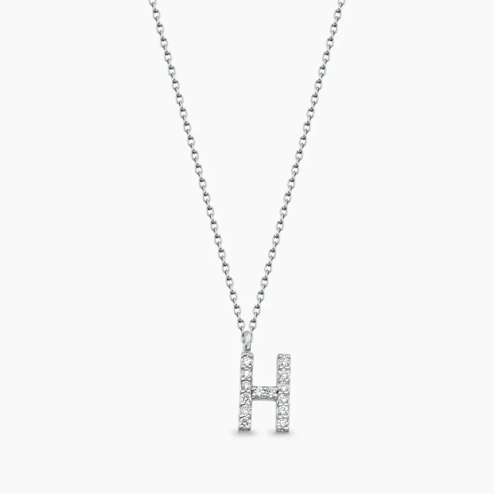 H Harf 0.09 CT Pırlanta Taşlı Beyaz Altın Kolye