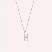 H Harf 0.09 CT Pırlanta Taşlı Beyaz Altın Kolye