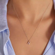 H Harf 0.09 CT Pırlanta Taşlı Beyaz Altın Kolye