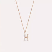 H Harf 0.09 CT Pırlanta Taşlı Rose Altın Kolye