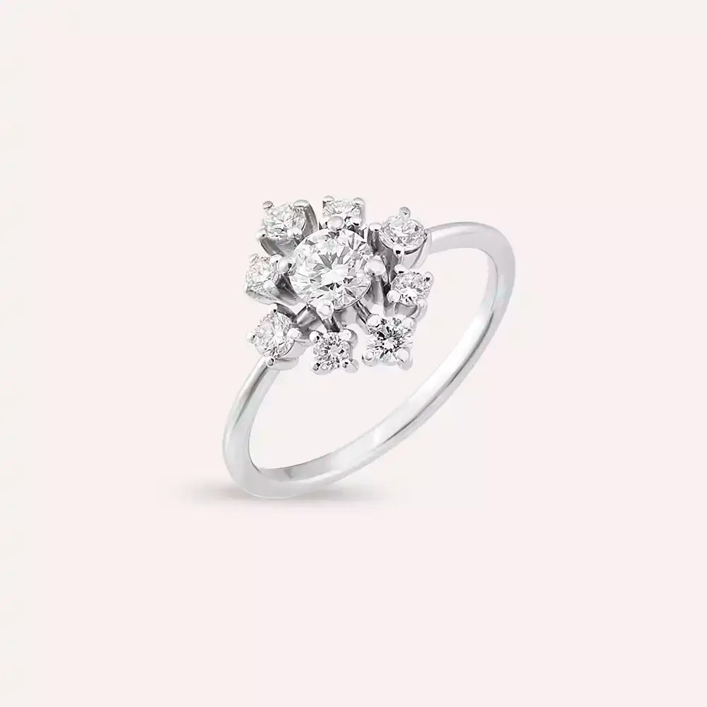 Hake 0.77 CT Pırlanta Taşlı Beyaz Altın Yüzük