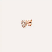 Heart 0.05 CT Pırlanta Taşlı Rose Altın Tek Küpe