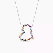 Heart 4.51 CT Multicolor Safir Taşlı Beyaz Altın Kolye