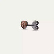 Heart Orange Safir Taşlı Beyaz Altın Mini Tek Küpe