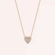 Heart Pırlanta Taşlı Rose Altın Kolye