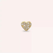 Heart Pırlanta Taşlı Sarı Altın Piercing