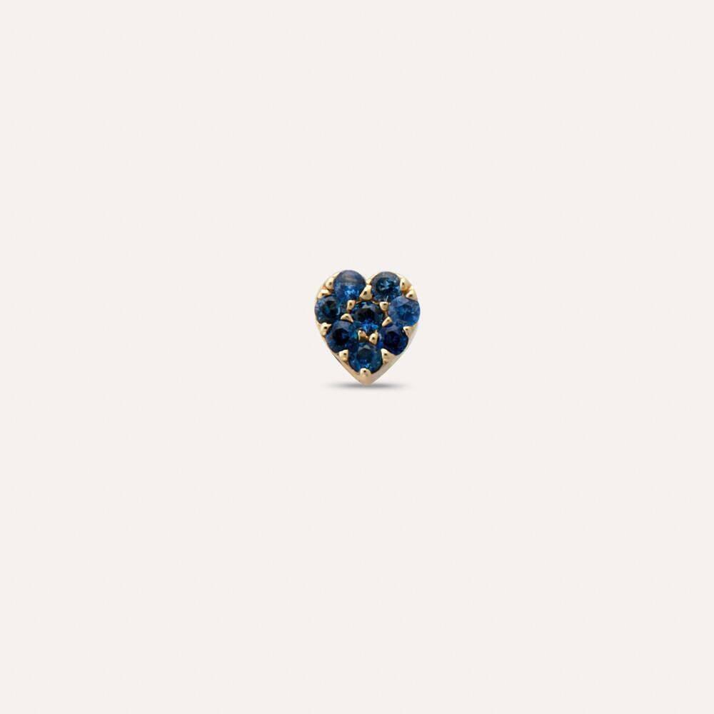 Hearts 0.11 CT Blue Safir Taşlı Mini Tek Küpe - Tufanlar Kuyumculuk