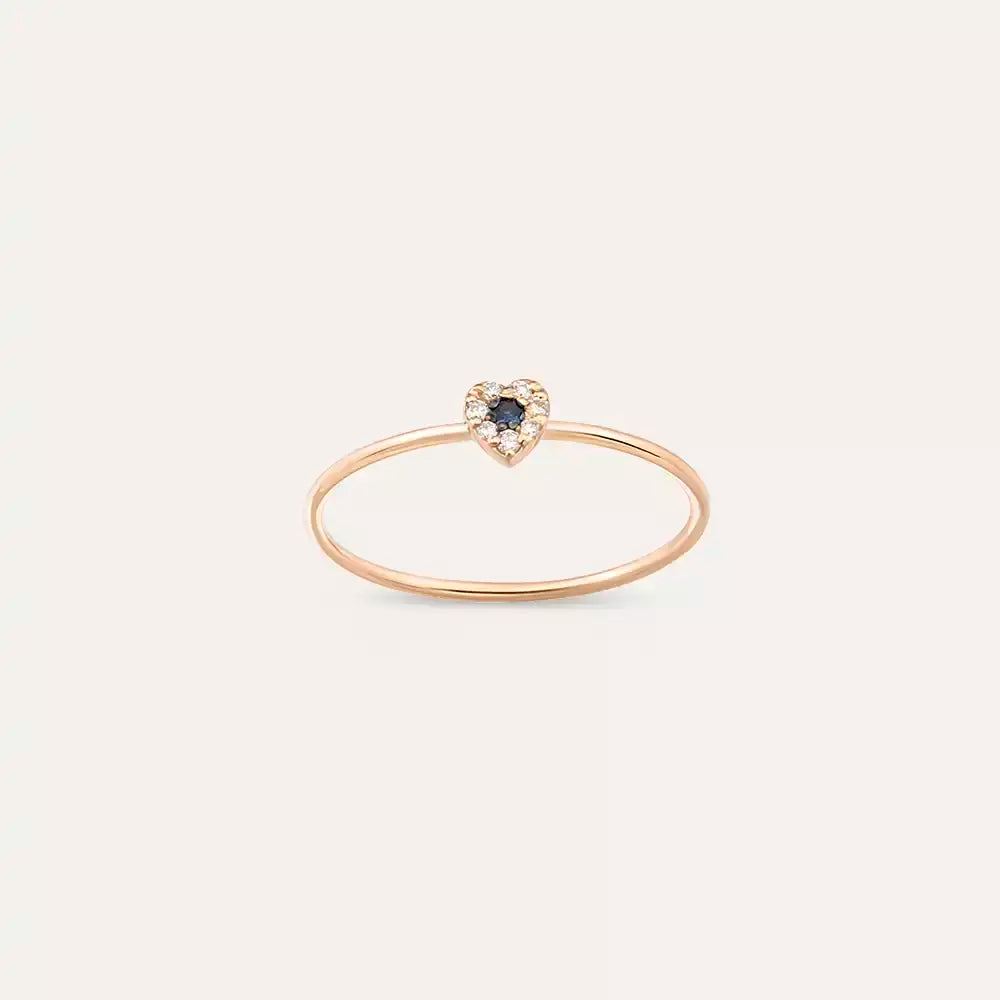 Cherie 0.07 CT Blue Safir ve Pırlanta Taşlı Rose Altın Yüzük